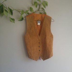 VINTAGE Tan Suede Leather Button Up Vest